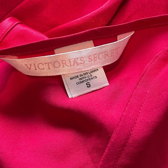 Victoria's Secret Red Satin Lace Trim Mini Slip Dress Open Back S Romantic Y2K - Picture 2 of 10